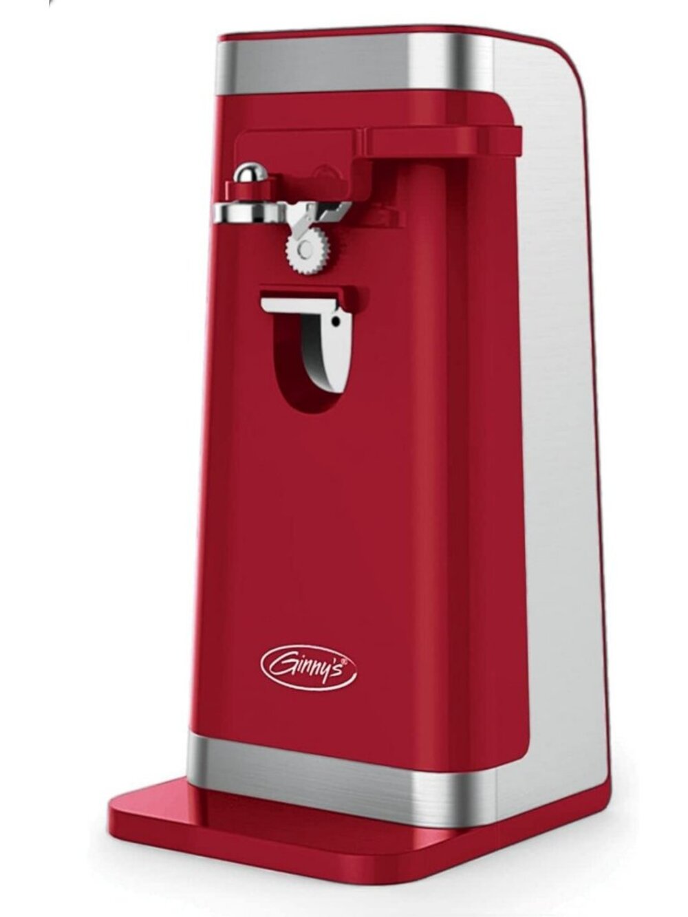 Electric Can Opener 50W - Stylish Red, Easy One-Touch Operation, Kitchen